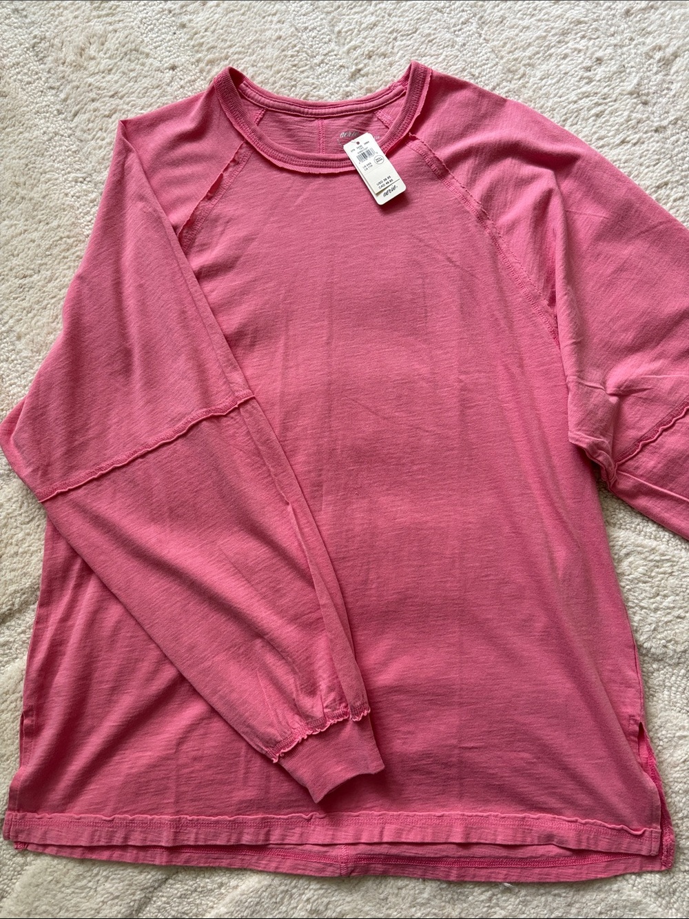 aerie Pink Crewneck Long Sleeve Tee